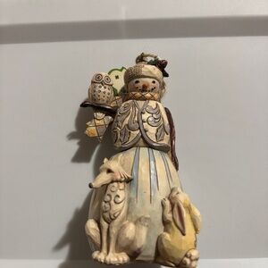 Jim Shore White Woodland Snowman Hanging Ornament